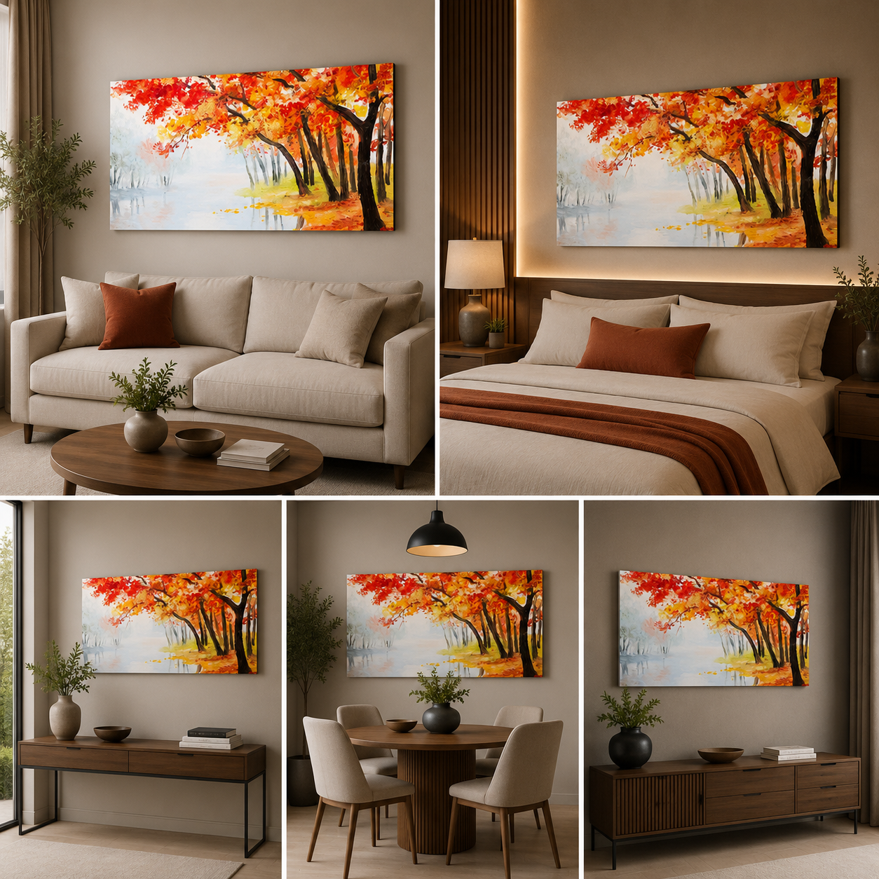 Colourful Trees Landscape Wall Painting Frame for Wall Decor