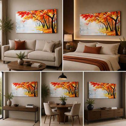 Colourful Trees Landscape Wall Painting Frame for Wall Decor