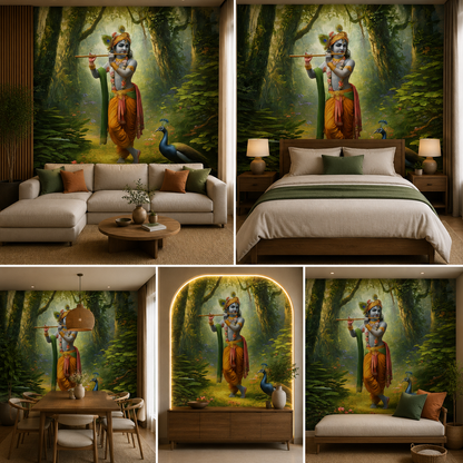 Lord Krishna Wallpaper | Peel & Stick Premium Wallpaper