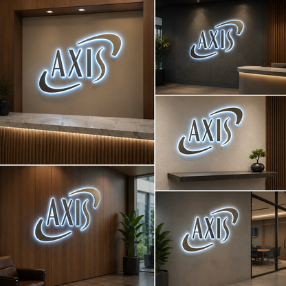 Backlit LED Logo Sign | Custom Halo Lit 3D Wall Branding Signage for Office, Reception & Corporate Interiors