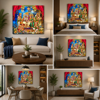 Ram Milan With Family Painting for Living Room Decor