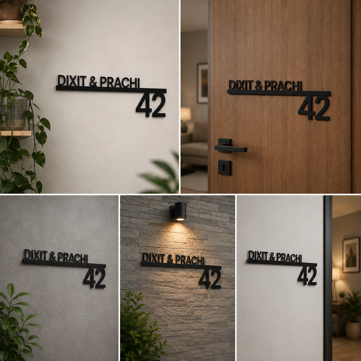 Personalized Modern Acrylic Name Plate for Home Entrance, Apartment, Villa and Office Door