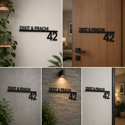 Personalized Modern Acrylic Name Plate for Home Entrance, Apartment, Villa and Office Door