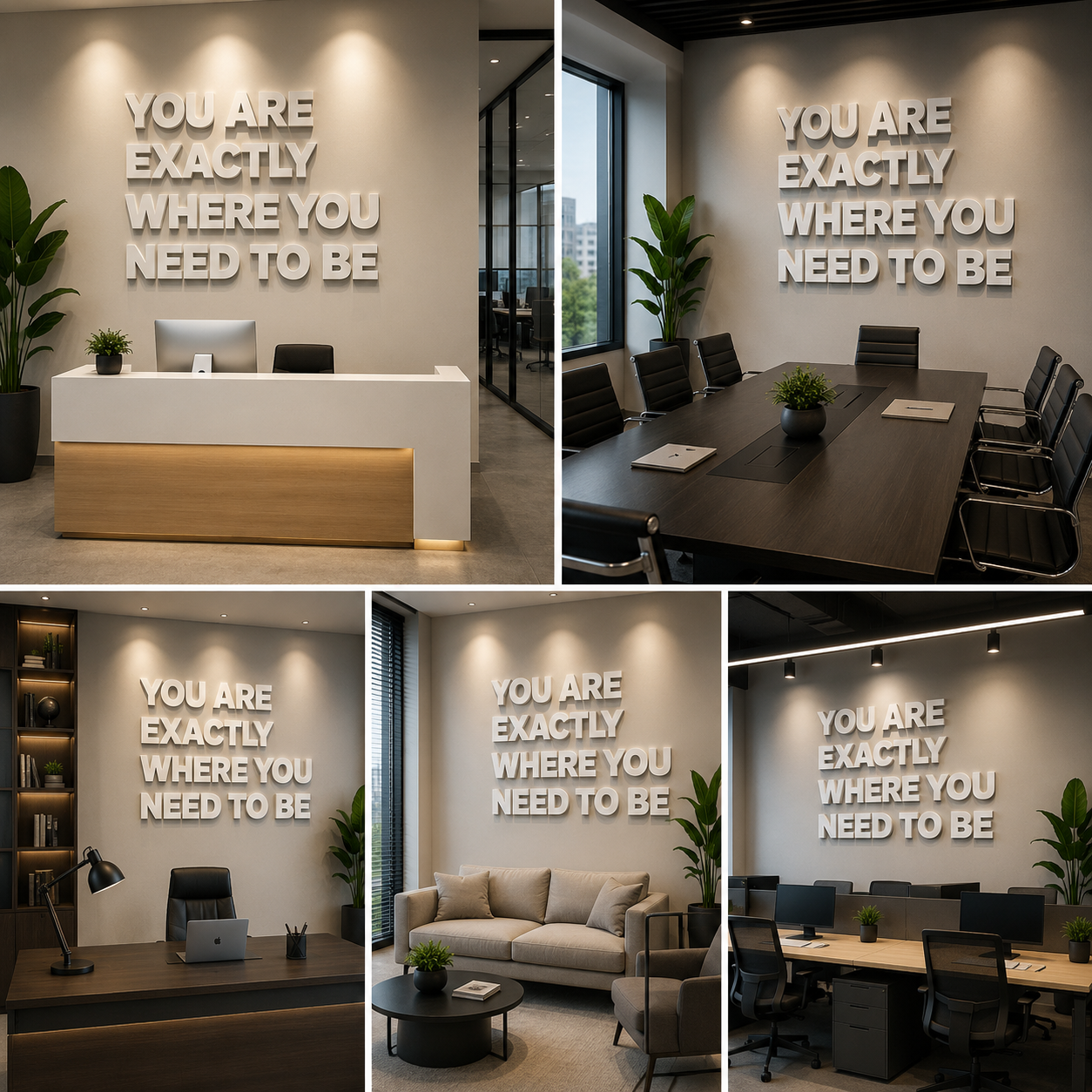 You Are Exactly Where You Need To Be Wall Sign – Motivational 3D Typography Decor | Office & Wellness Space Wall Art