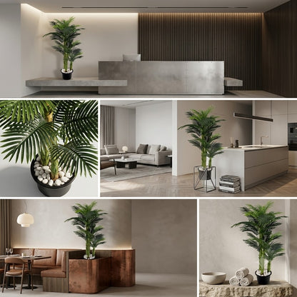 Real Touch Five Head Artificial Palm 4.5 Ft Plant with Decorative Pot for Premium Interiors