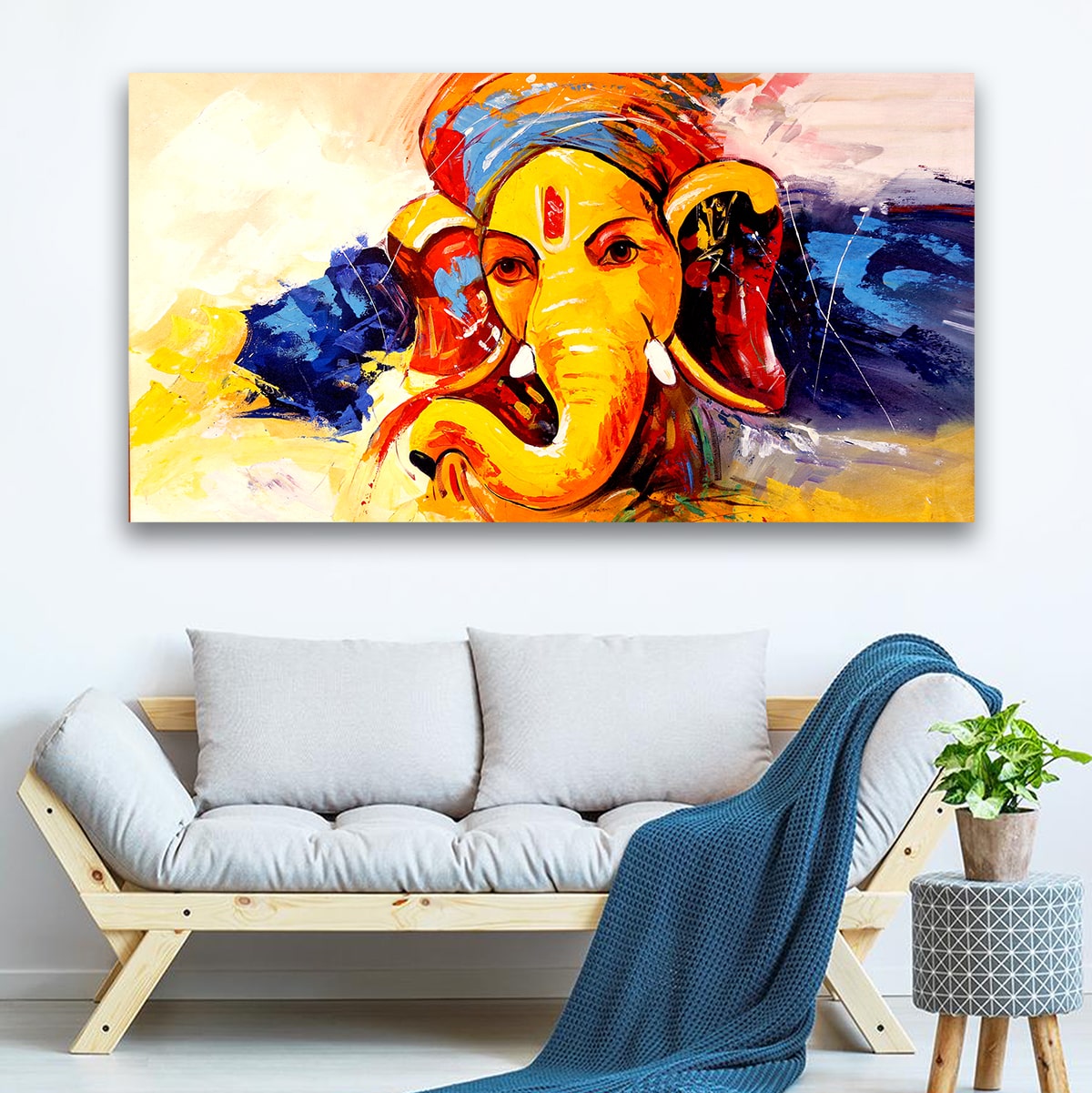 Beautiful Lord Ganesha Wall Painting Frame for Temple Room Decors 
