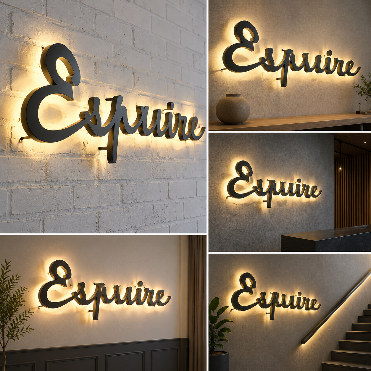 Elegant Script Backlit LED Letter Sign | Custom Cursive Wall Logo Signage for Cafe, Salon & Home Decor