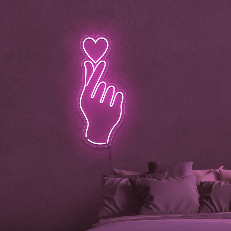 Led Neon Light Sign Love Hand Design | Custom Neon Sign 