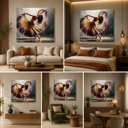 Abstract Dancing Woman Canvas Painting Frame Wall Art Decor | Colorful Dance Artwork Canvas Painting for Living Room