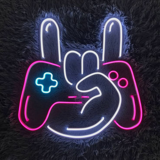 Hand Remote Neon Sign – Custom Neon Sign for Game Room 15 By 15 Inches