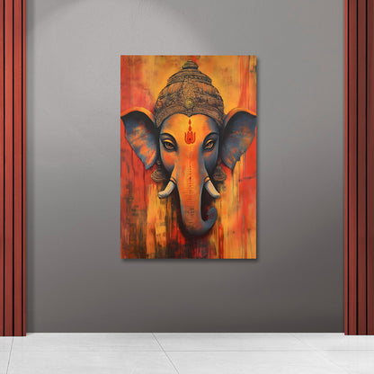 Lord Ganesha Abstract Canvas Painting Frame Modern Spiritual Wall Decor for Living Room