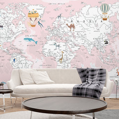 World Map Wallpaper for Office Walls, Kids Room Living Room, Bedroom Wallpapers | Just Peel and Stick Self Adhesive Wallpaper