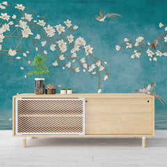 Premium Luxury Flying Birds Flower Tree Wallpaper for Home