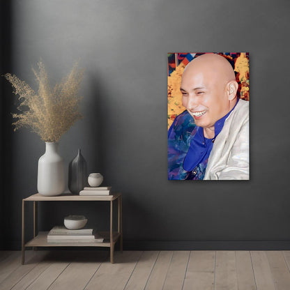 Guruji Artistic Portrait Canvas Wall Art | Modern Devotional Painting for Home & Meditation Decor