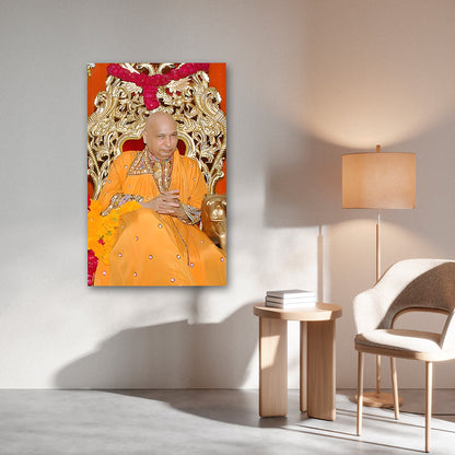 Spiritual Guru Portrait Canvas Wall Art | Religious Photo Frame for Home Decor, Temple & Living Room