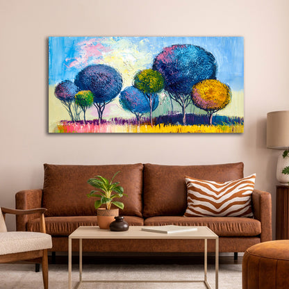 Colorful Abstract Tree Landscape Canvas Painting Wall Art for Living Room