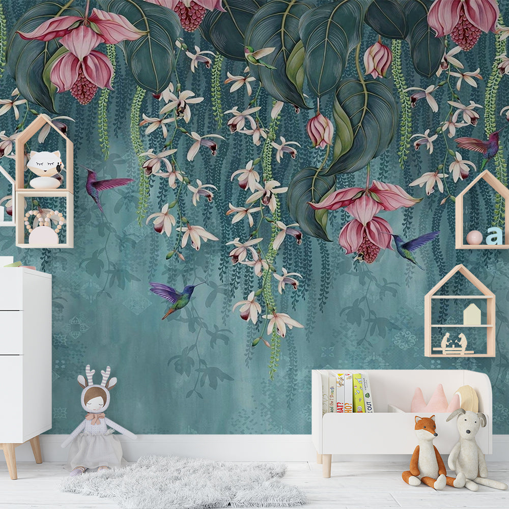 Floral Tree and Birds Wallpaper for Living Room