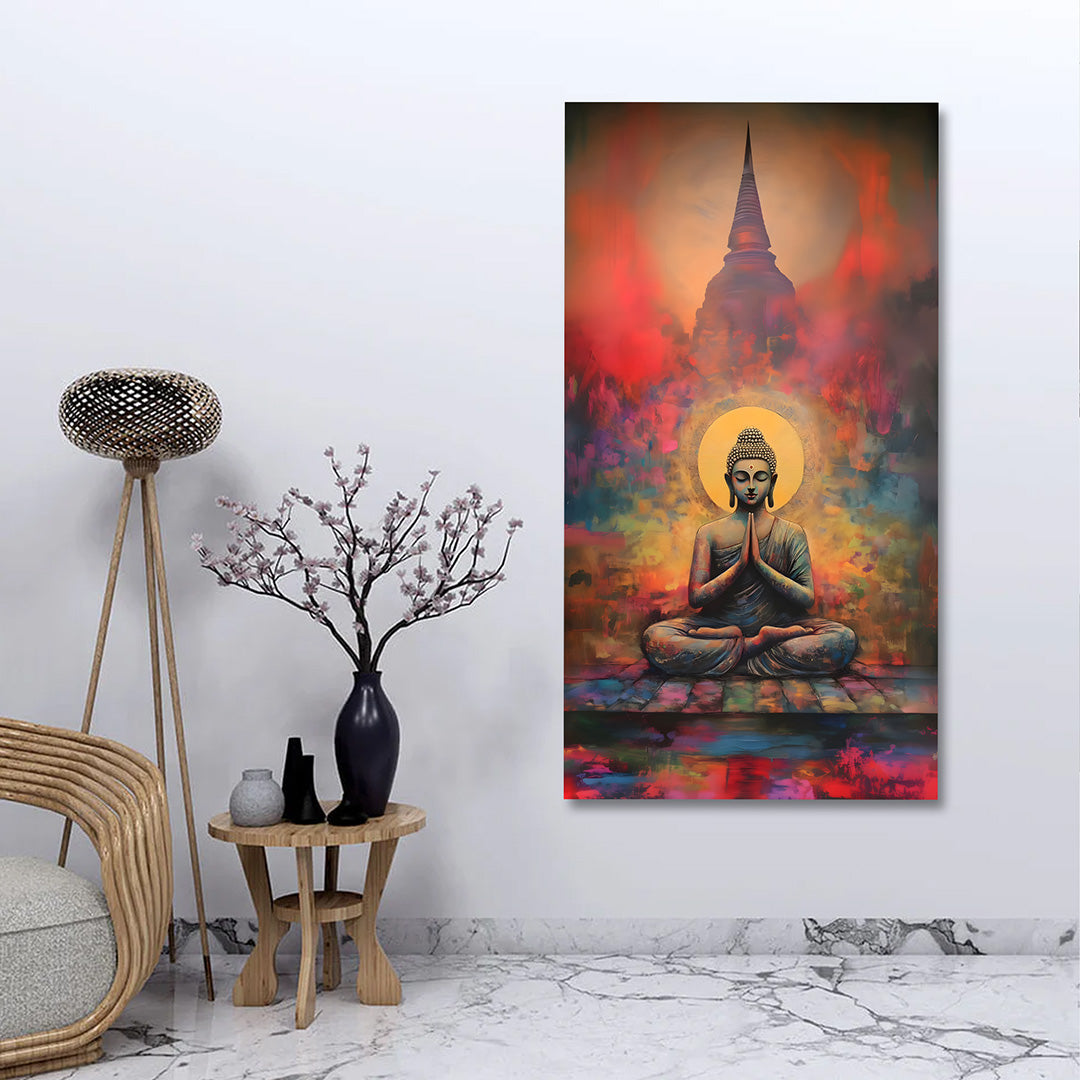 Buddha Meditation Abstract Canvas Painting Frame Spiritual Wall Decor for Living Room