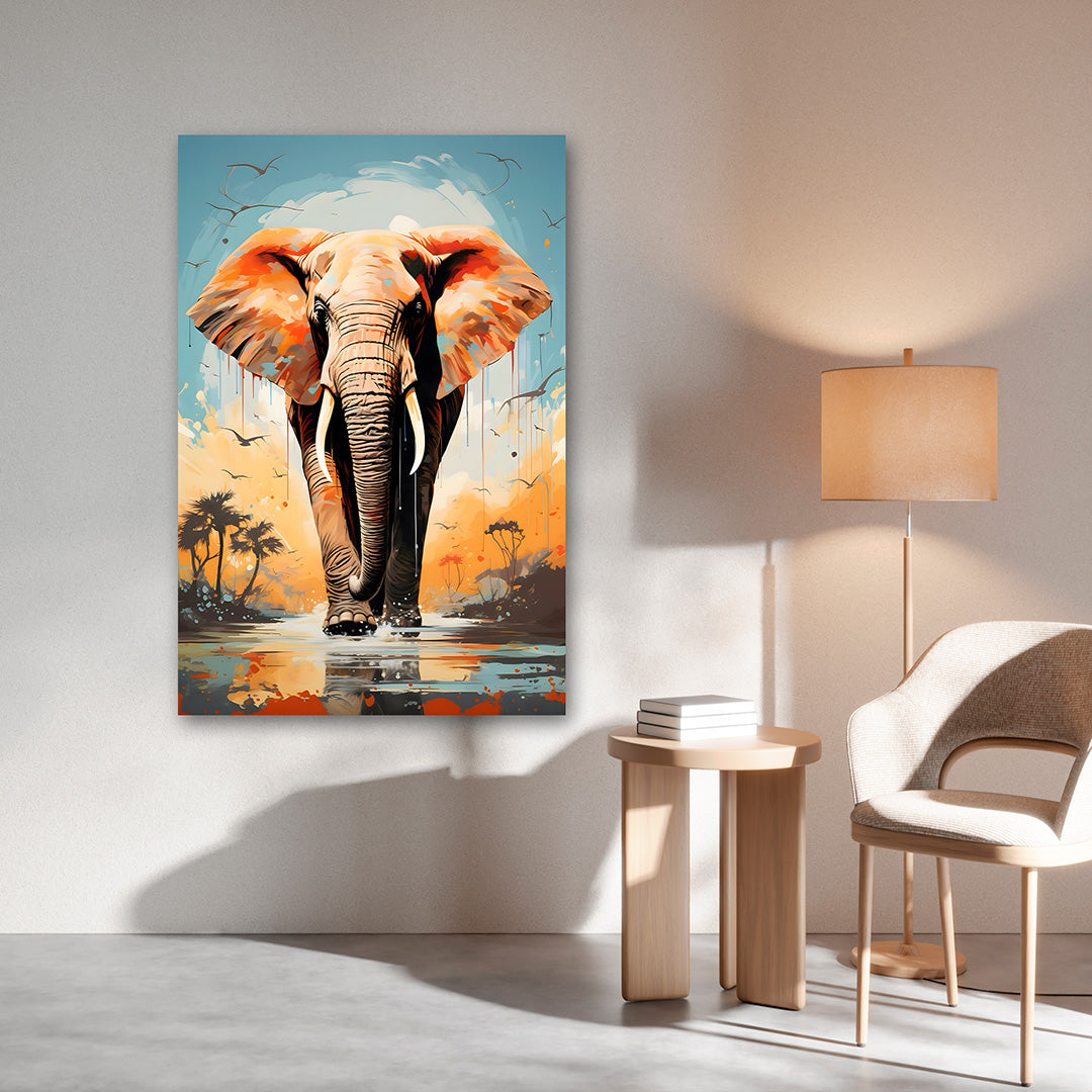 Majestic Elephant Wall Painting | Wildlife Canvas Art for Modern Home Decor