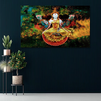 Goddess Lakshmi Lotus Canvas Painting Spiritual Wall Art for Living Room
