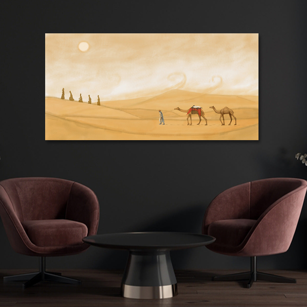 Desert Caravan Canvas Painting Arabian Landscape Wall Art Decor