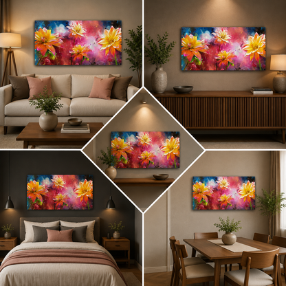 Abstract flower painting wall art for wall decor