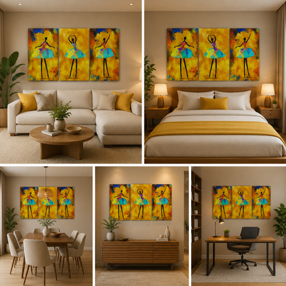 African Dancing Girl Wall Art Painting Frame for Wall Decor (12x24 In)