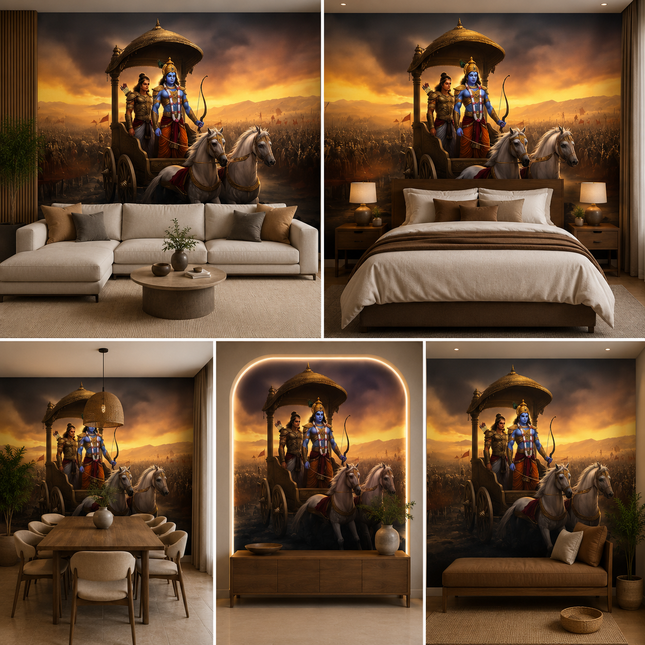 Krishna and Arjuna Wallpaper | Peel & Stick Premium Wallpaper