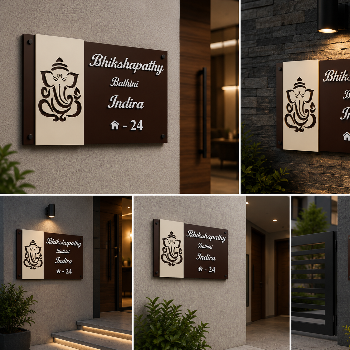 Acrylic Ganesh Name Plate with Dual Panel Design | Premium Customized Home Door Name Sign