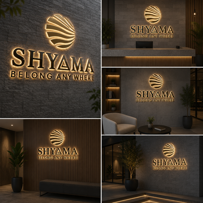 LED Halo Lit Gold Stainless Steel Logo Sign 3D Backlit Letter Signage for Luxury Exterior Branding and Facade Display
