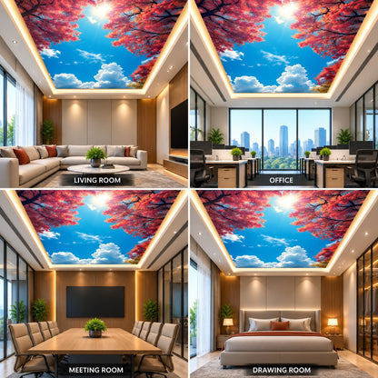 Cherry Blossom Sky Ceiling Panel for Modern Living Room False Ceiling Decor