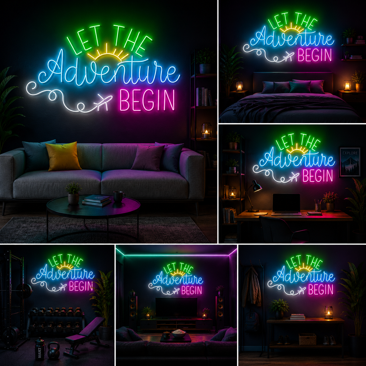 Let The Adventure Begin Custom Neon Sign Board | Travel Quote Neon Light | Custom Neon Light | Neon Sign Board Customised (24 By 18 Inches)
