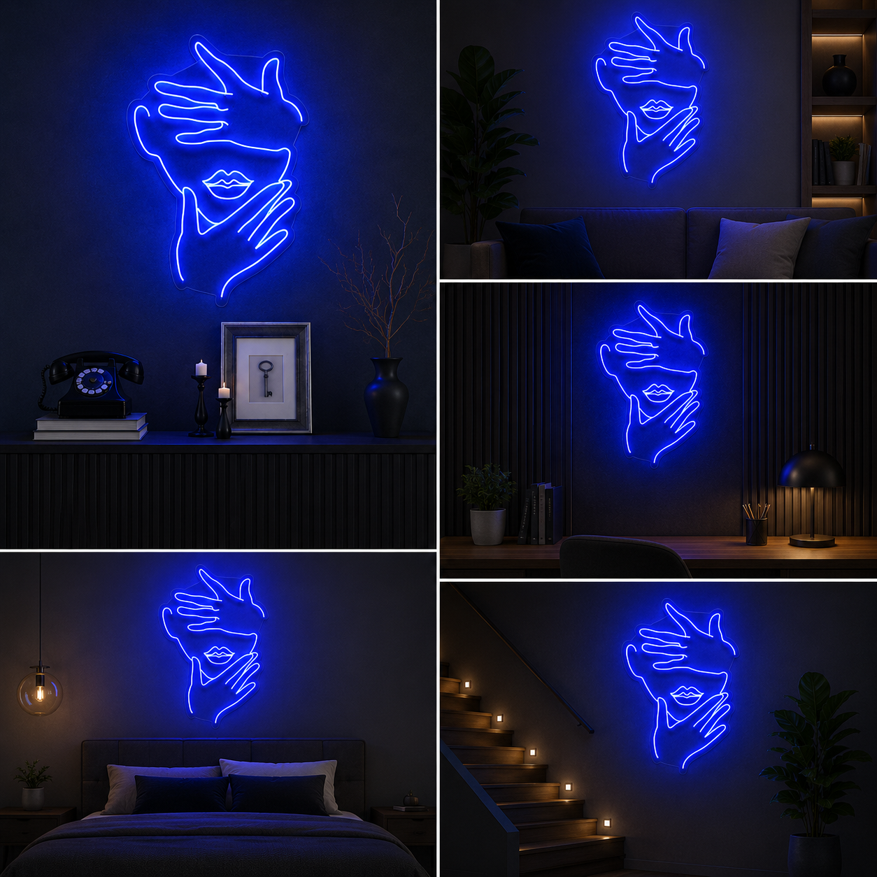 Abstract Face Neon Sign Board | LED Artistic Neon Light for Modern Wall Decor