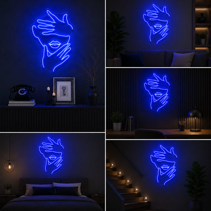 Abstract Face Neon Sign Board | LED Artistic Neon Light for Modern Wall Decor