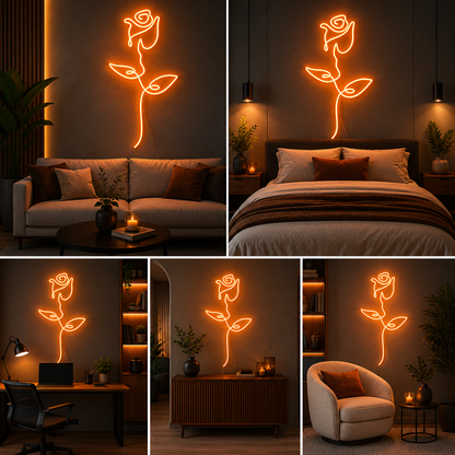 Rose Flower Neon Sign Board – Custom Neon Light Wall Decor
