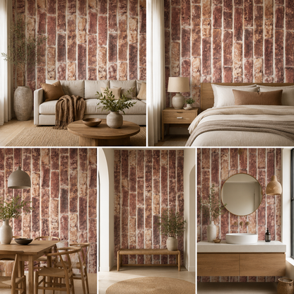 Self Adhesive Wallpaper DIY Peel and Stick Wall Stickers for Living Room, Bedroom, Waterproof Scratch Resistance for Home décor 45 cm x 300 cm Brick