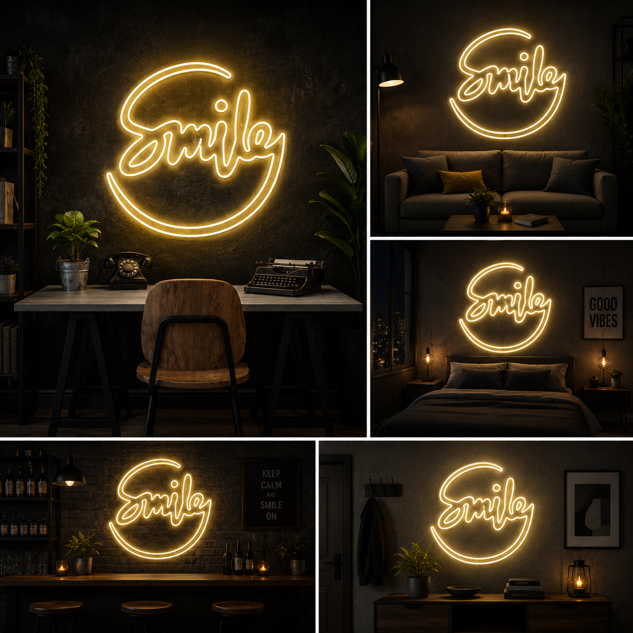 Smile Neon Sign Board | LED Motivational Neon Light Wall Decor