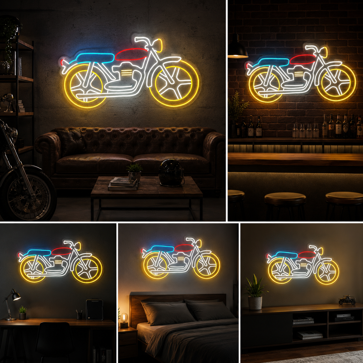Motorcycle Neon Sign Board | LED Custom Neon Light Bike Sign for Garage, Cafe & Wall Decor (48x24 In)