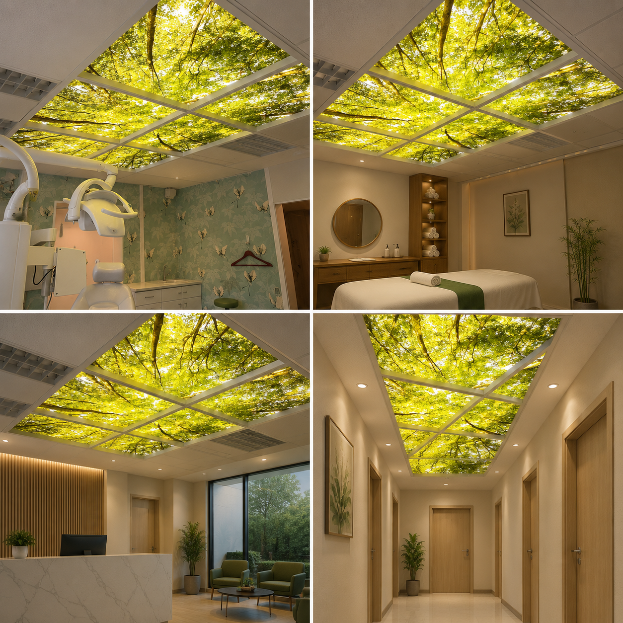 LED Fabric Light Panel for Ceiling | Backlit Nature Design for Clinics & Interiors