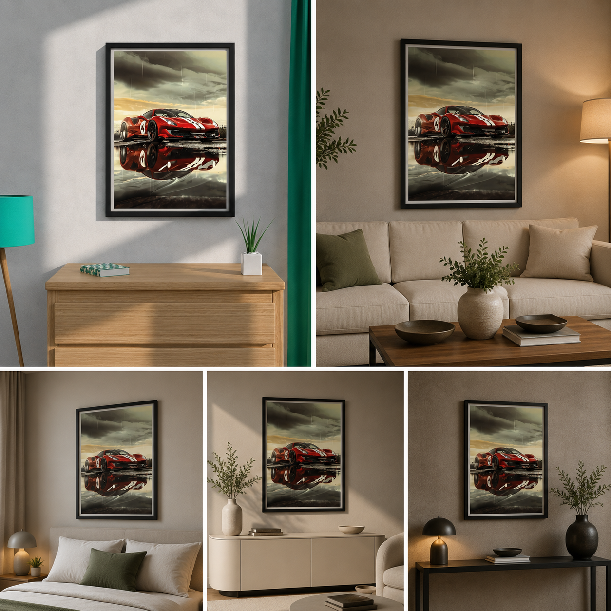 Racing Ferrari Reflections Wall Poster for Car Showroom Frame(24 By 36) In