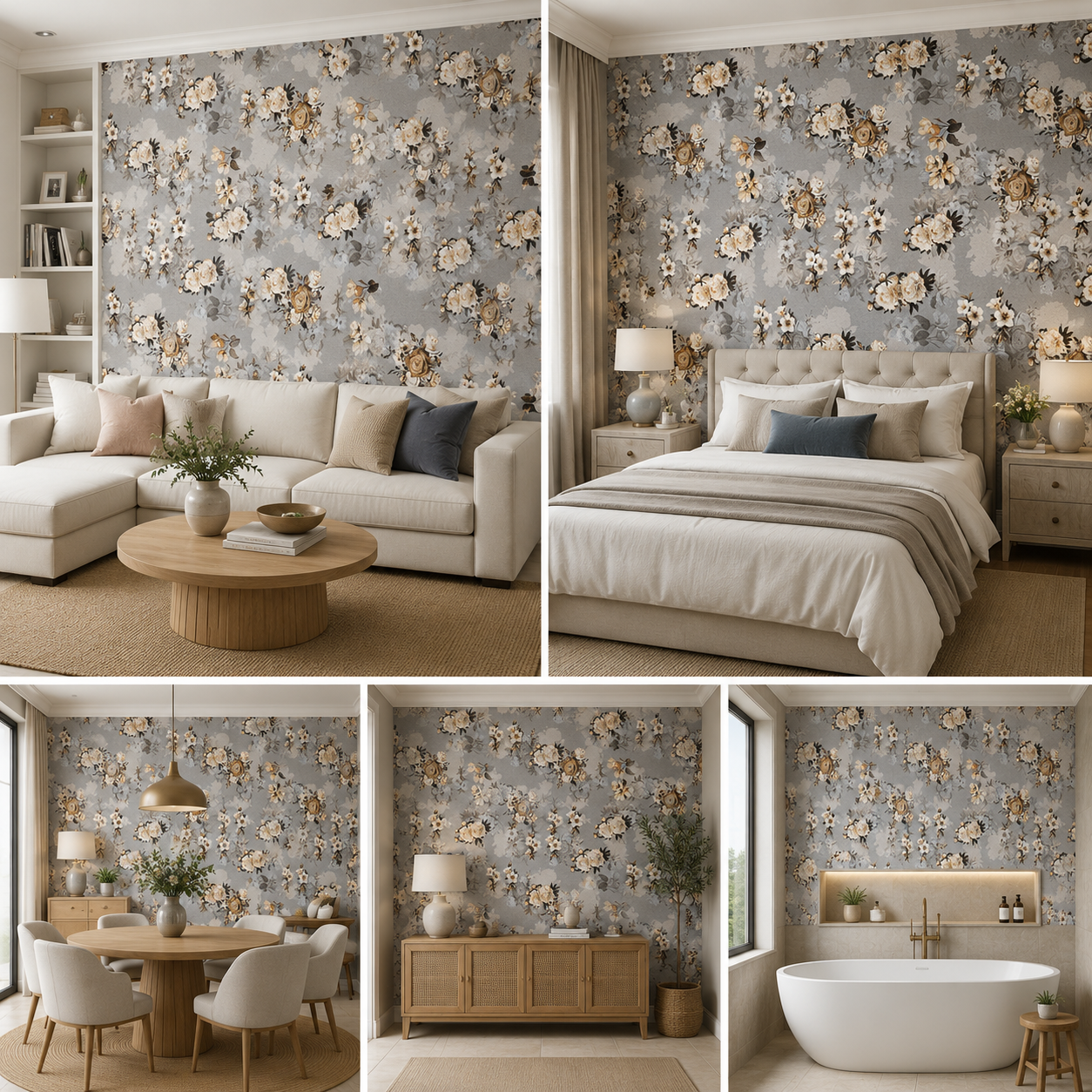 Flower Theme Wallpaper for Living Room Self-Adhesive