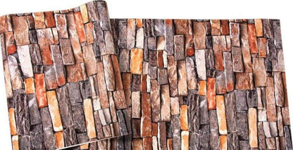 Textured Vinyl PVC Coated 3D Multicolour Real Brick Wallpaper roll for Living Room, Bedroom Interiors (57sqft/Per roll)