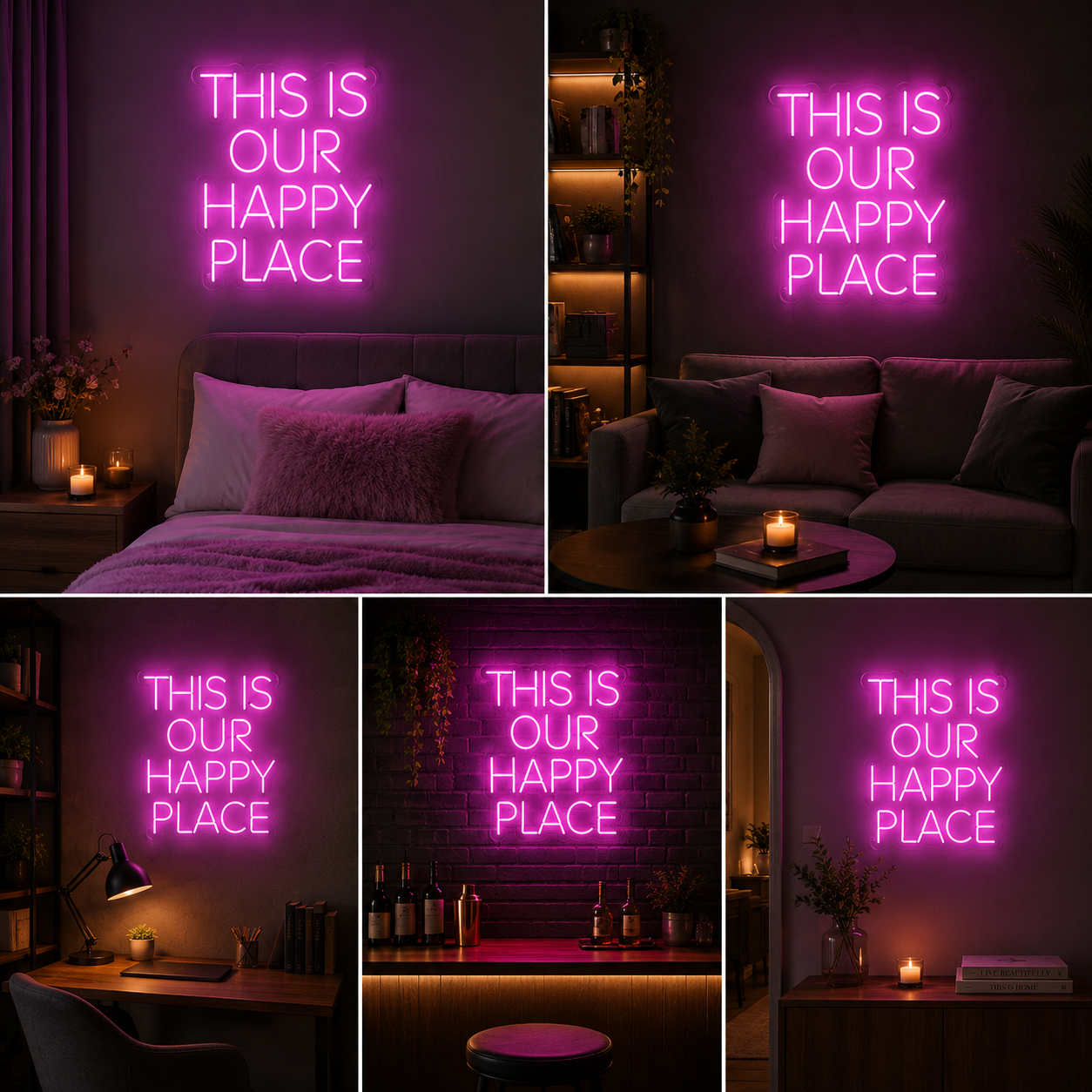 This is Our Happy Place Led Neon Sign Wall Decor