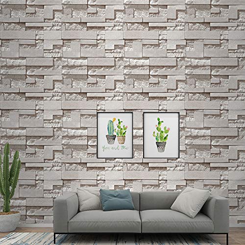 PVC Wall Wallpaper / 3D Stone Design Wallpaper for Covering for Living Room, Bed Room Walls (0.53x10Mtr
