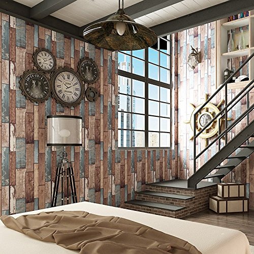 Wood Design Wallpaper for Covering Living Room, Bedroom Walls (PVC, Size 21" inch X 33ft, Roll- 57sqft, Color Wooden Stripes)