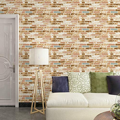 Non Adhesive Brick Design Wallpaper for Walls, Thick Wallcovering for Living Room, Bedroom Interiors (57sqft/Per roll)