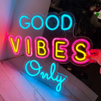 Good Vibe Neon Light | Custom Neon Sign | Party Decoration LED Light (20 By 18 Inches)