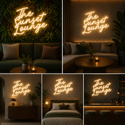 The Sunset Lounge Neon Sign Board – Custom Neon Light Wall Decor