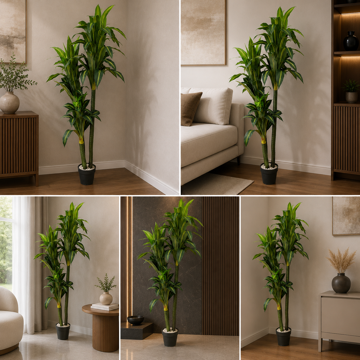 Artificial plants Dracaena Silk Plant in Pot Faux Tree for Home & Office 205 cm