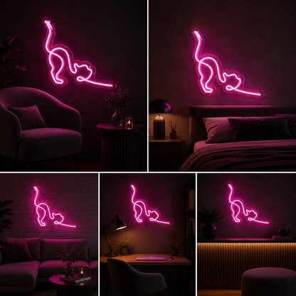 Neon Cat Sign Board – Pink LED Neon Light Wall Decor | Custom Neon Light & Customised Neon Light